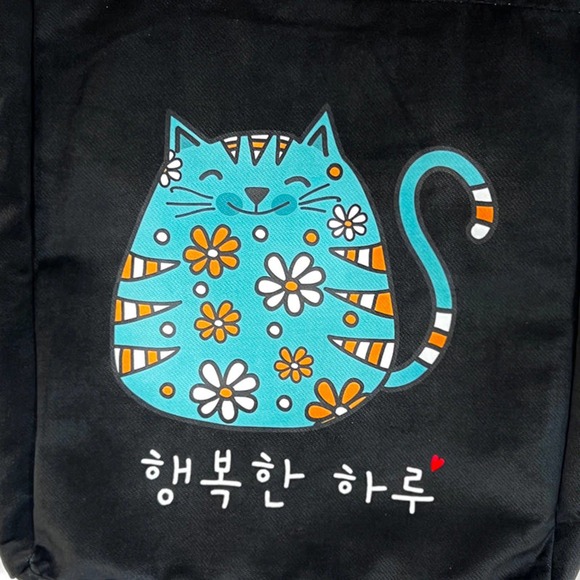 KPOP Tote Bag Flannel Fabric Material Cartoon Cat Design - Picture 5 of 9